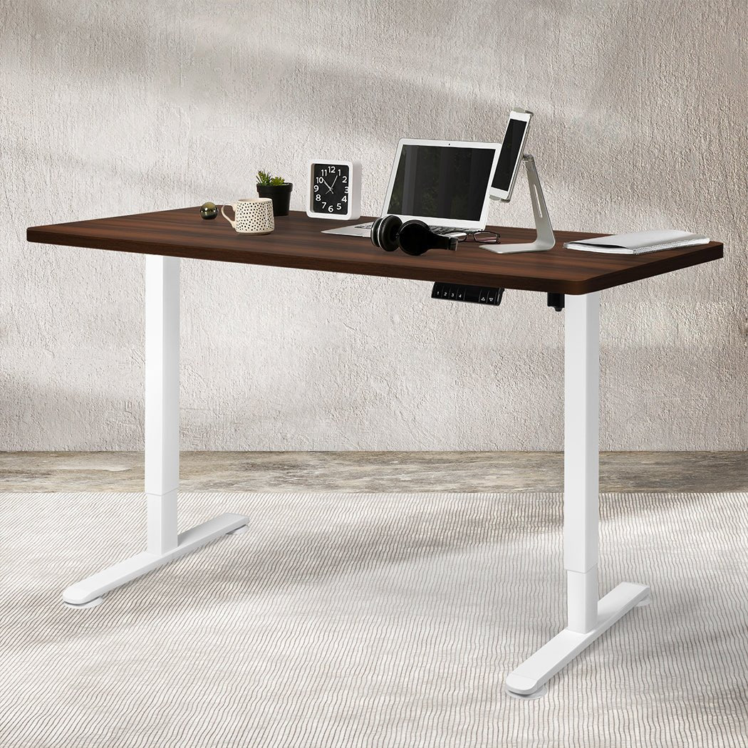 Motorised Standing Desk 120cm Height with Walnut Top - Walnut - Rivercity House & Home Co. (ABN 18 642 972 209) - Affordable Modern Furniture Australia