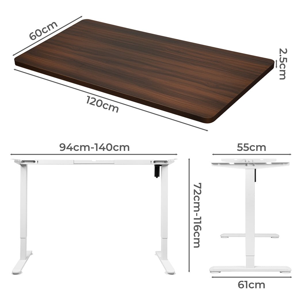 Motorised Standing Desk 120cm Height with Walnut Top - Walnut - Rivercity House & Home Co. (ABN 18 642 972 209) - Affordable Modern Furniture Australia