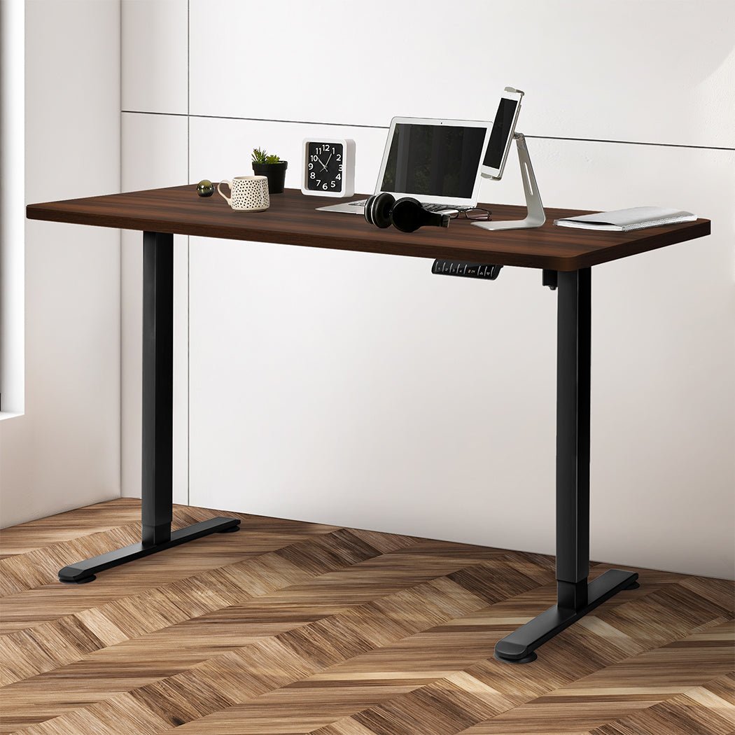 Motorised Standing Desk 120cm Height with Walnut Top - Walnut - Rivercity House & Home Co. (ABN 18 642 972 209) - Affordable Modern Furniture Australia