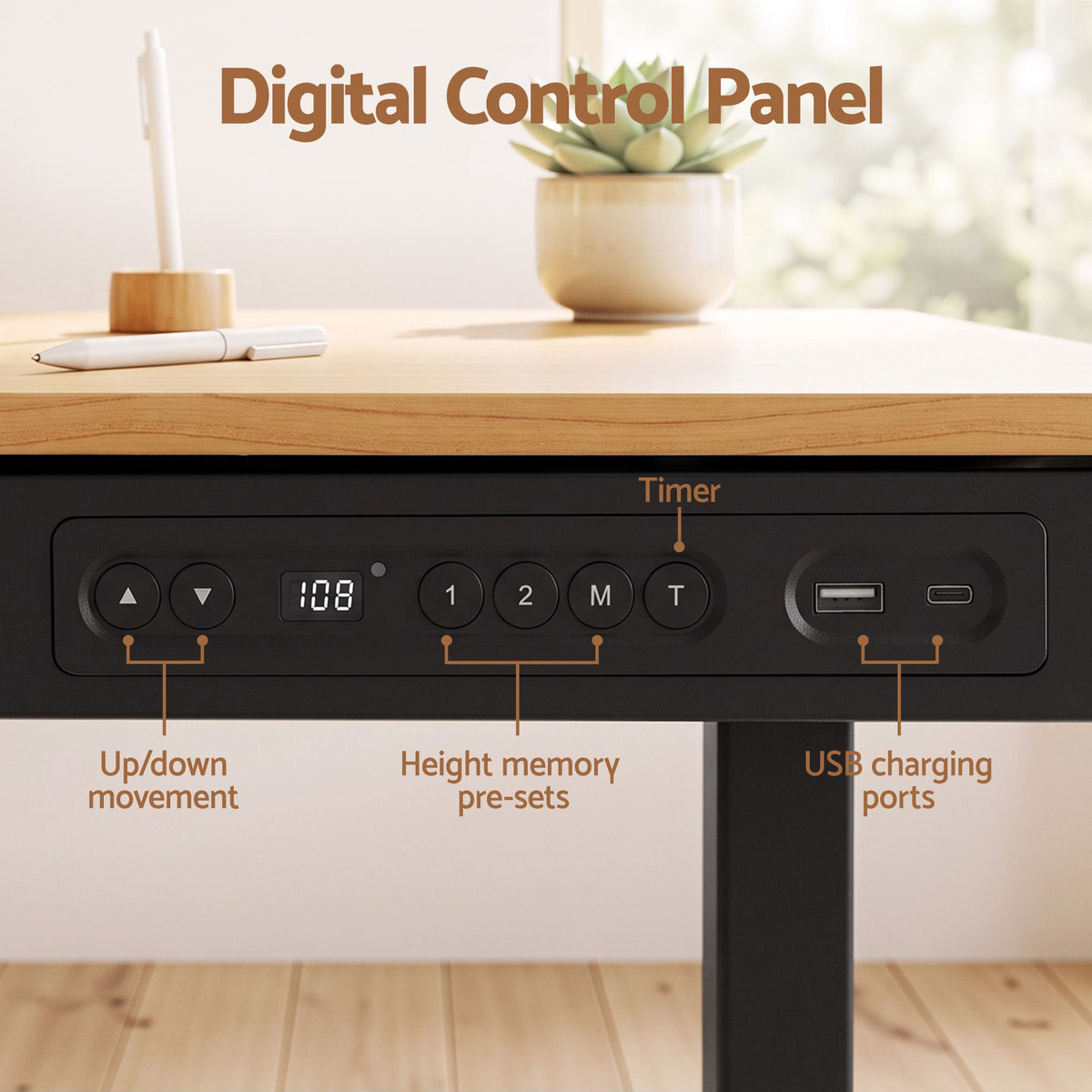 Motorised Standing Desk 120cm with Storage Drawer - Wood Black - Furniture > Office > Desks - Rivercity House & Home Co. (ABN 18 642 972 209) - Affordable Modern Furniture Australia
