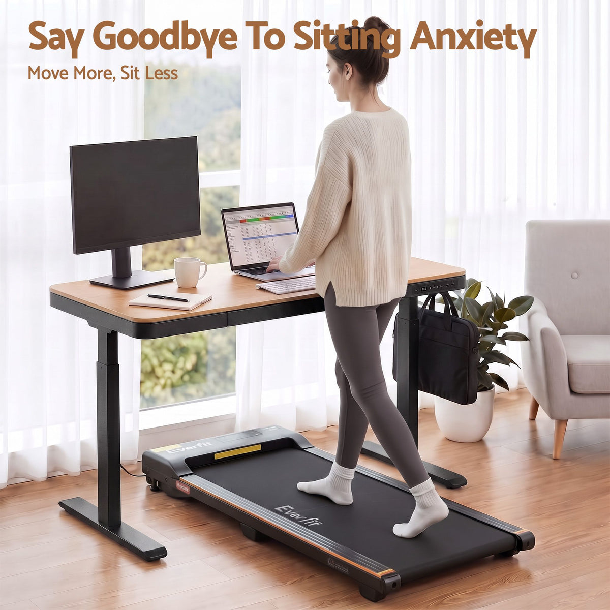 Motorised Standing Desk 120cm with Storage Drawer - Wood Black - Furniture > Office > Desks - Rivercity House & Home Co. (ABN 18 642 972 209) - Affordable Modern Furniture Australia