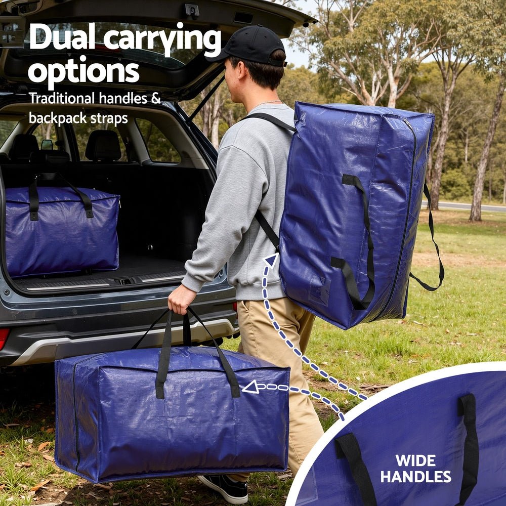 Moving Bags Heavy Duty Waterproof Backpack Straps Large Storage Totes 5 Pack Blue - Home & Garden > Bedding > Mattress Protectors - Rivercity House & Home Co. (ABN 18 642 972 209) - Affordable Modern Furniture Australia