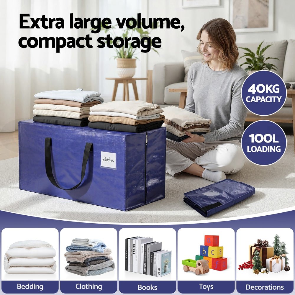 Moving Bags Heavy Duty Waterproof Backpack Straps Large Storage Totes 5 Pack Blue - Home & Garden > Bedding > Mattress Protectors - Rivercity House & Home Co. (ABN 18 642 972 209) - Affordable Modern Furniture Australia