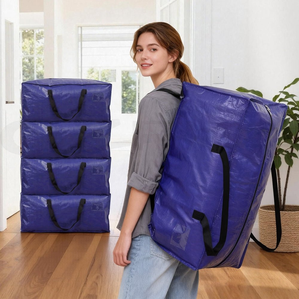 Moving Bags Heavy Duty Waterproof Backpack Straps Large Storage Totes 5 Pack Blue - Home & Garden > Bedding > Mattress Protectors - Rivercity House & Home Co. (ABN 18 642 972 209) - Affordable Modern Furniture Australia