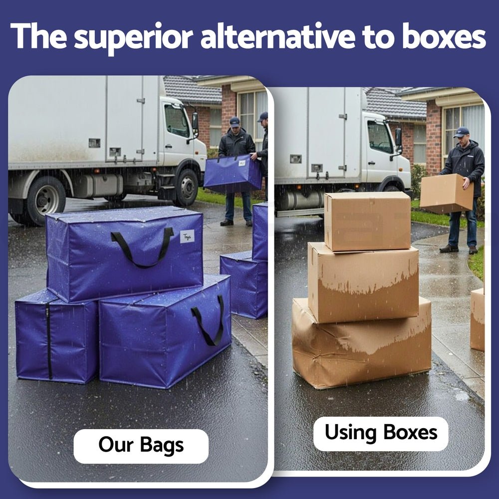 Moving Bags Heavy Duty Waterproof Backpack Straps Large Storage Totes 5 Pack Blue - Home & Garden > Bedding > Mattress Protectors - Rivercity House & Home Co. (ABN 18 642 972 209) - Affordable Modern Furniture Australia