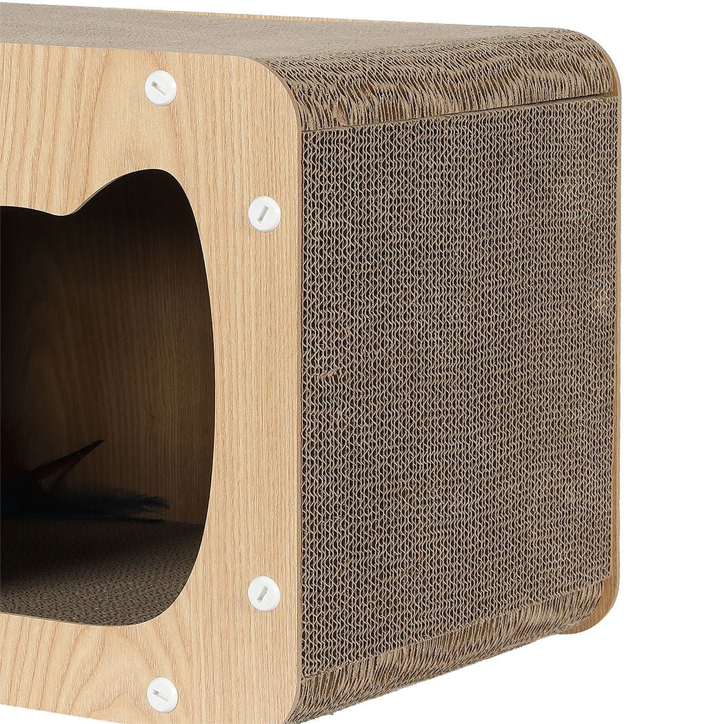 Multi - Angle Cat Scratcher Board with Spring Toy - Brown - Rivercity House & Home Co. (ABN 18 642 972 209) - Affordable Modern Furniture Australia