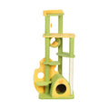 Multi-Level Cat Tree Kitten Furniture Condo with Toys and Scratching Posts - Green