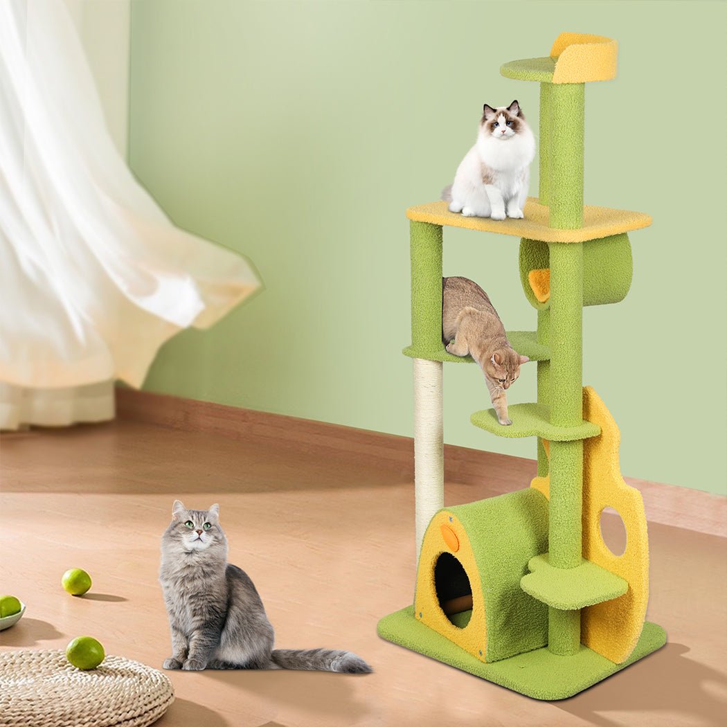 Multi - Level Cat Tree Kitten Furniture Condo with Toys and Scratching Posts - Green - Rivercity House & Home Co. (ABN 18 642 972 209) - Affordable Modern Furniture Australia
