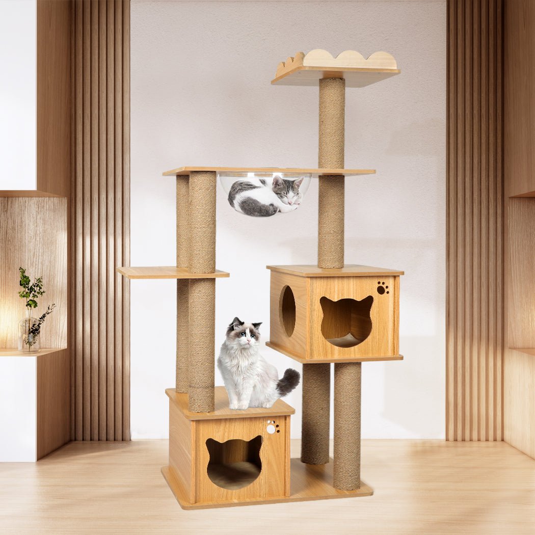 Multi - Level Cat Tree Scratching Post with Platforms and Sisal Posts - Greige - Rivercity House & Home Co. (ABN 18 642 972 209) - Affordable Modern Furniture Australia