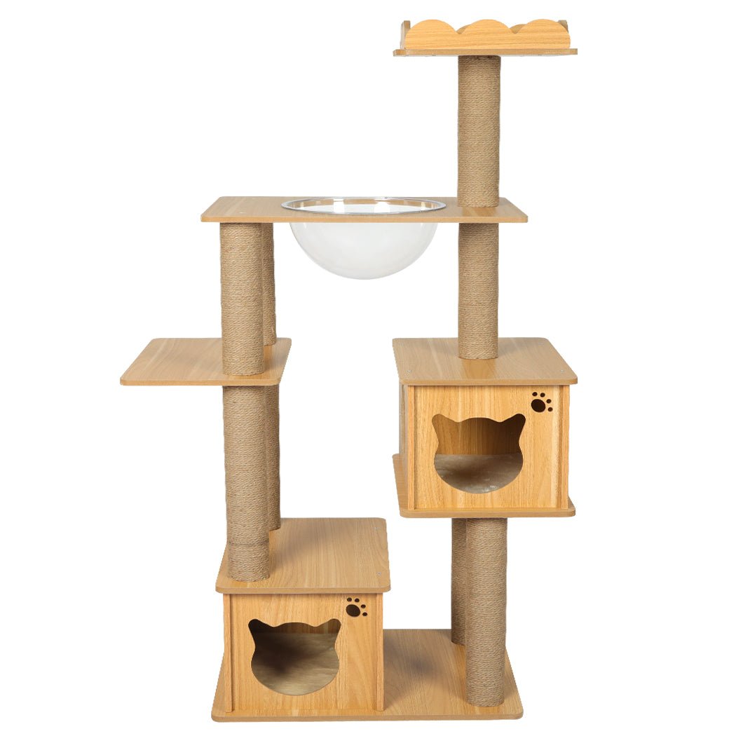 Multi - Level Cat Tree Scratching Post with Platforms and Sisal Posts - Greige - Rivercity House & Home Co. (ABN 18 642 972 209) - Affordable Modern Furniture Australia