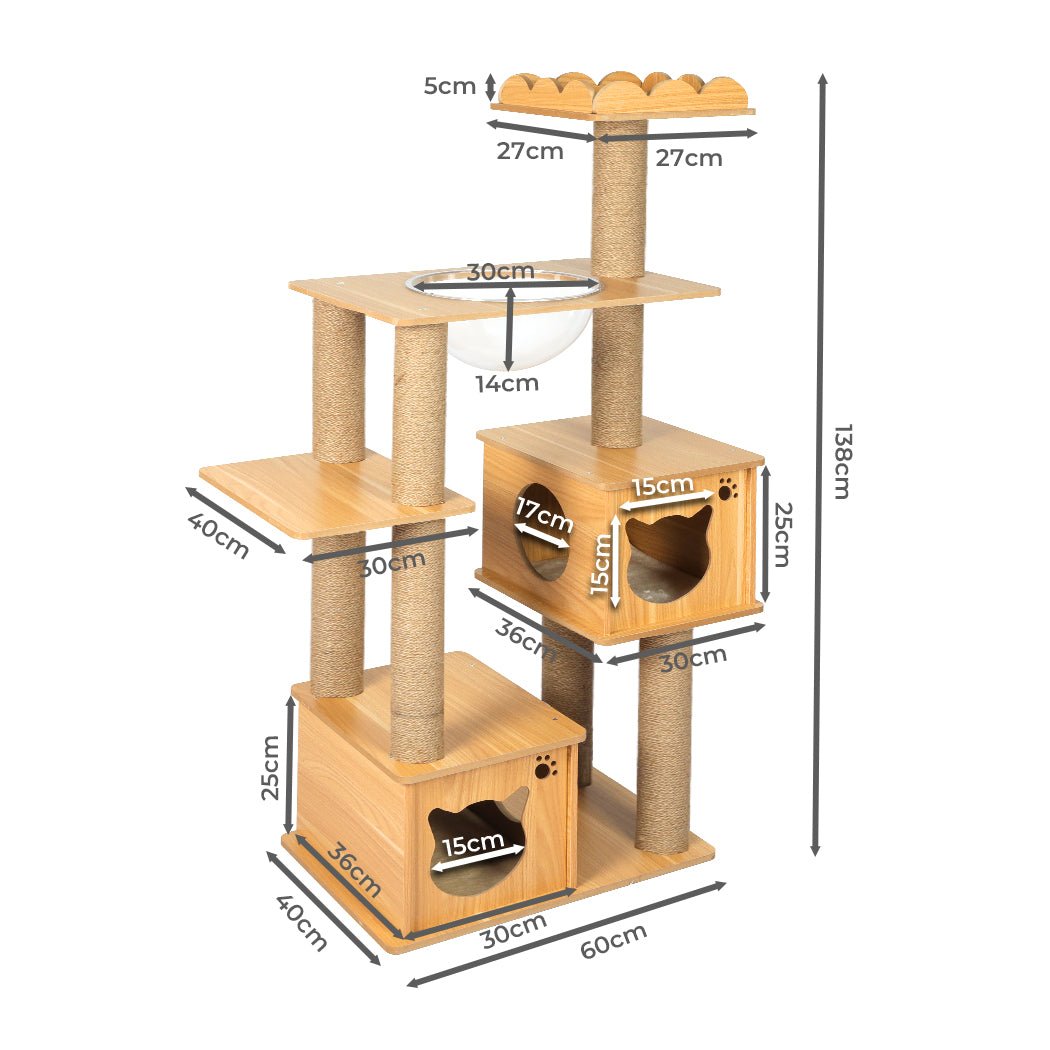 Multi - Level Cat Tree Scratching Post with Platforms and Sisal Posts - Greige - Rivercity House & Home Co. (ABN 18 642 972 209) - Affordable Modern Furniture Australia