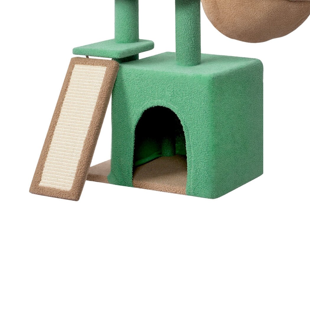 Multi - Level Cat Tree Tower with Scratching Posts and Bed - Green Brown - Rivercity House & Home Co. (ABN 18 642 972 209) - Affordable Modern Furniture Australia