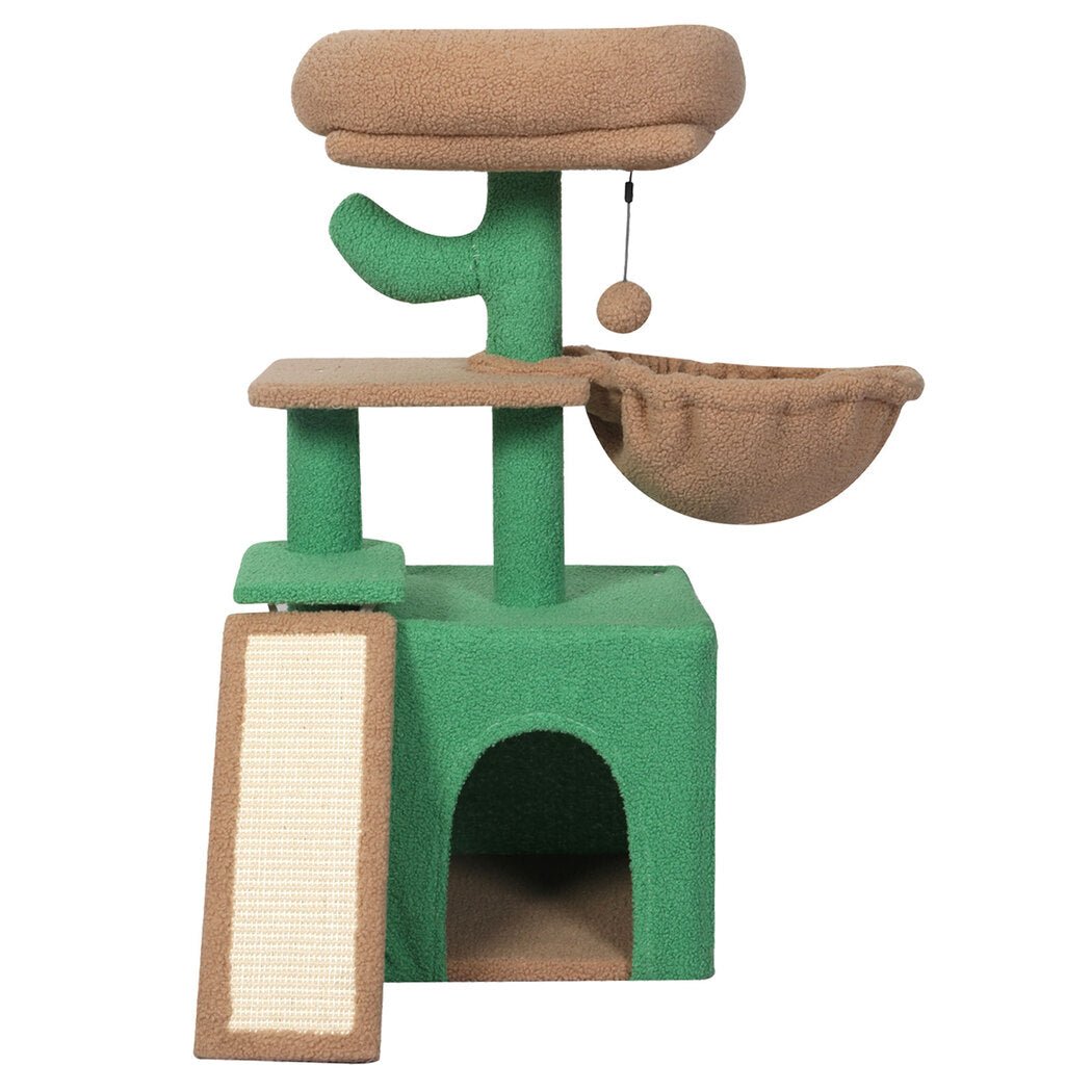 Multi - Level Cat Tree Tower with Scratching Posts and Bed - Green Brown - Rivercity House & Home Co. (ABN 18 642 972 209) - Affordable Modern Furniture Australia