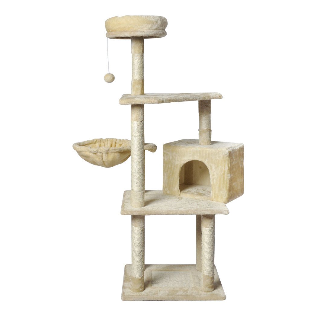 Multi - Level Cat Tree with Scratching Post and Toys - Beige - Rivercity House & Home Co. (ABN 18 642 972 209) - Affordable Modern Furniture Australia