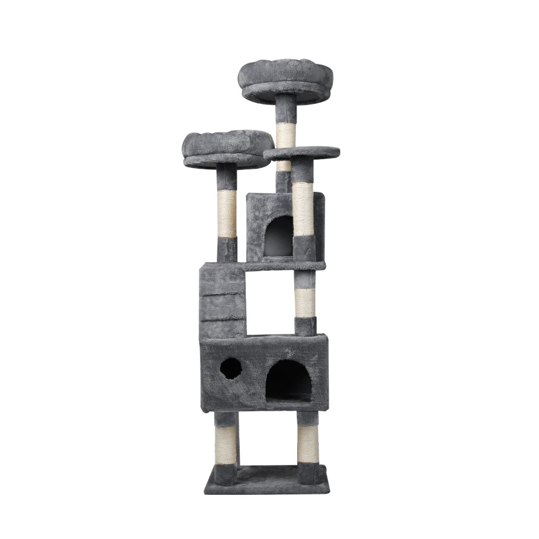 Multi - Level Cat Tree with Sisal Scratching Post and Plush Cover - Grey - Rivercity House & Home Co. (ABN 18 642 972 209) - Affordable Modern Furniture Australia