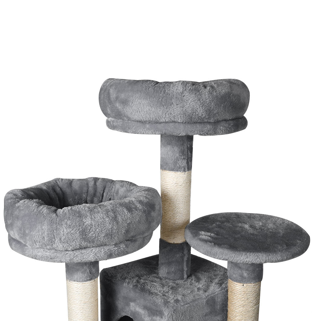 Multi - Level Cat Tree with Sisal Scratching Post and Plush Cover - Grey - Rivercity House & Home Co. (ABN 18 642 972 209) - Affordable Modern Furniture Australia