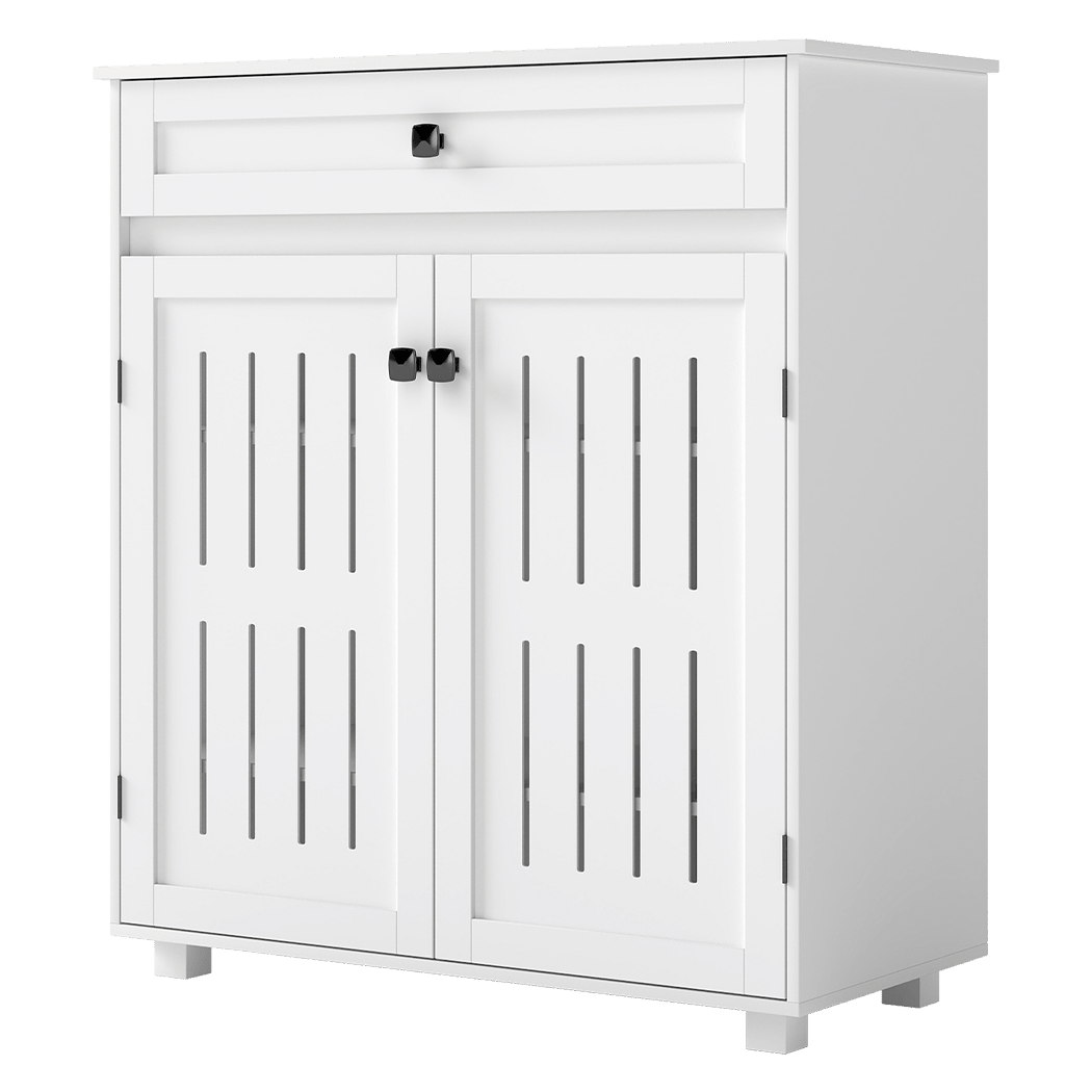 Multi - Tier Shoe Storage Cabinet with Louvre Doors and Adjustable Shelves - White - Rivercity House & Home Co. (ABN 18 642 972 209) - Affordable Modern Furniture Australia