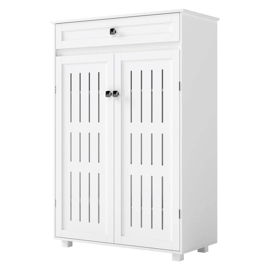 Multi - Tier Shoe Storage Cabinet with Louvre Doors and Adjustable Shelves - White - Rivercity House & Home Co. (ABN 18 642 972 209) - Affordable Modern Furniture Australia