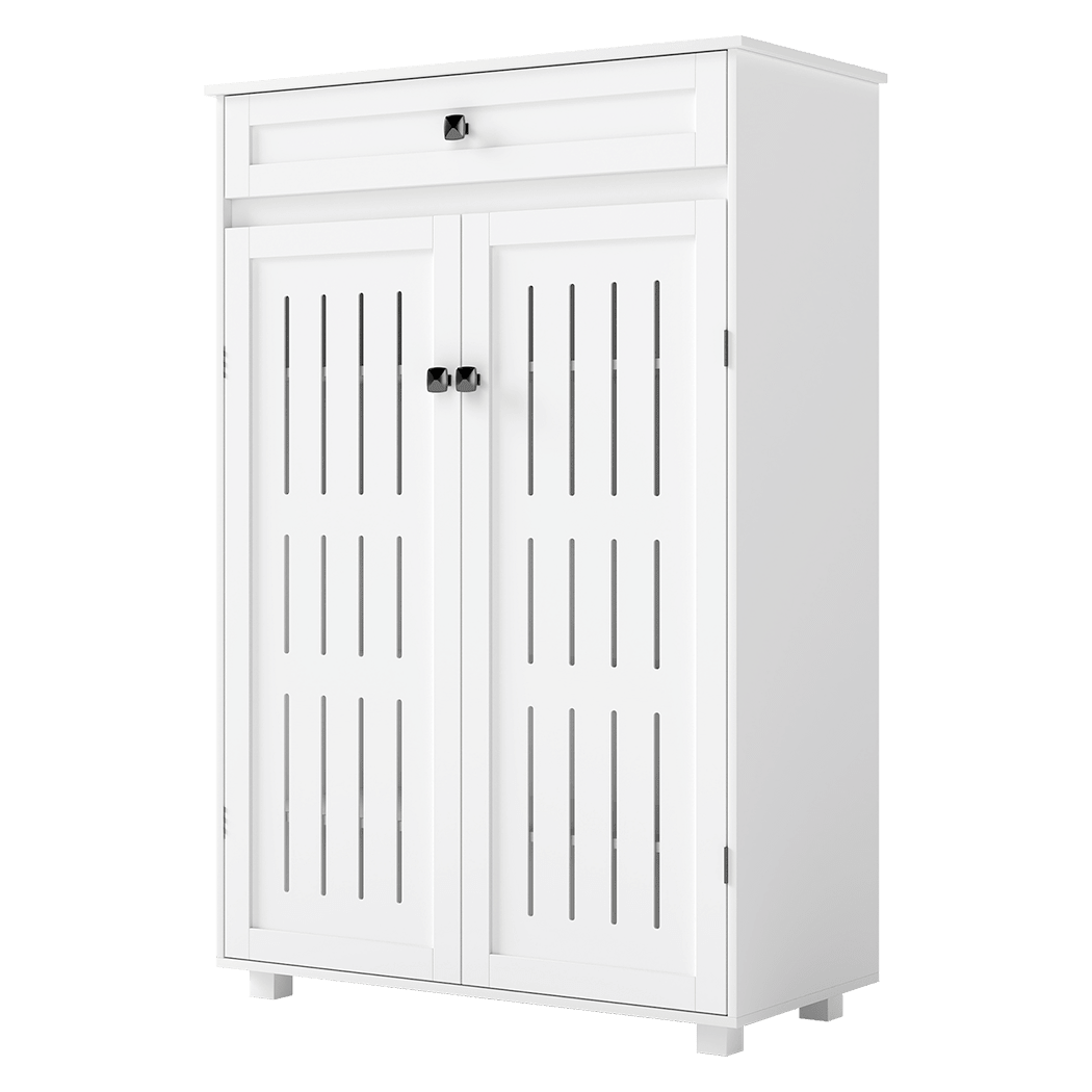Multi - Tier Shoe Storage Cabinet with Louvre Doors and Adjustable Shelves - White - Rivercity House & Home Co. (ABN 18 642 972 209) - Affordable Modern Furniture Australia