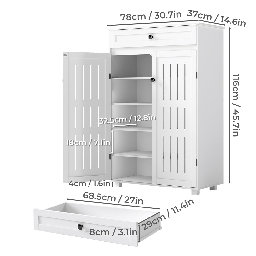 Multi - Tier Shoe Storage Cabinet with Louvre Doors and Adjustable Shelves - White - Rivercity House & Home Co. (ABN 18 642 972 209) - Affordable Modern Furniture Australia