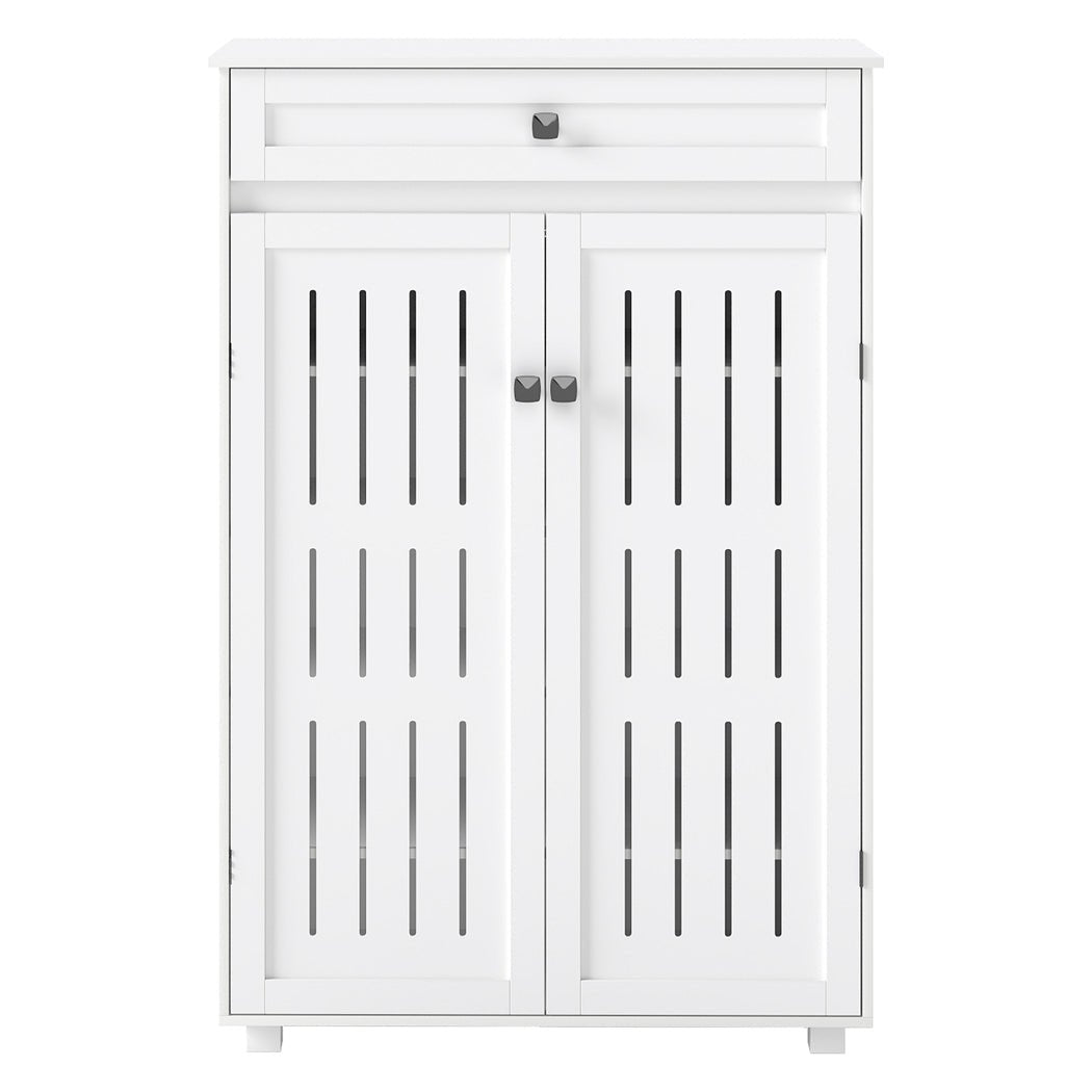 Multi - Tier Shoe Storage Cabinet with Louvre Doors and Adjustable Shelves - White - Rivercity House & Home Co. (ABN 18 642 972 209) - Affordable Modern Furniture Australia