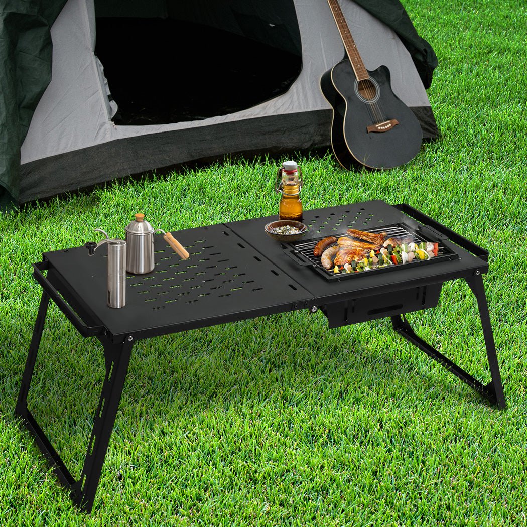 Multifunctional Large Folding Desktop Table with BBQ Grill - Black - Rivercity House & Home Co. (ABN 18 642 972 209) - Affordable Modern Furniture Australia