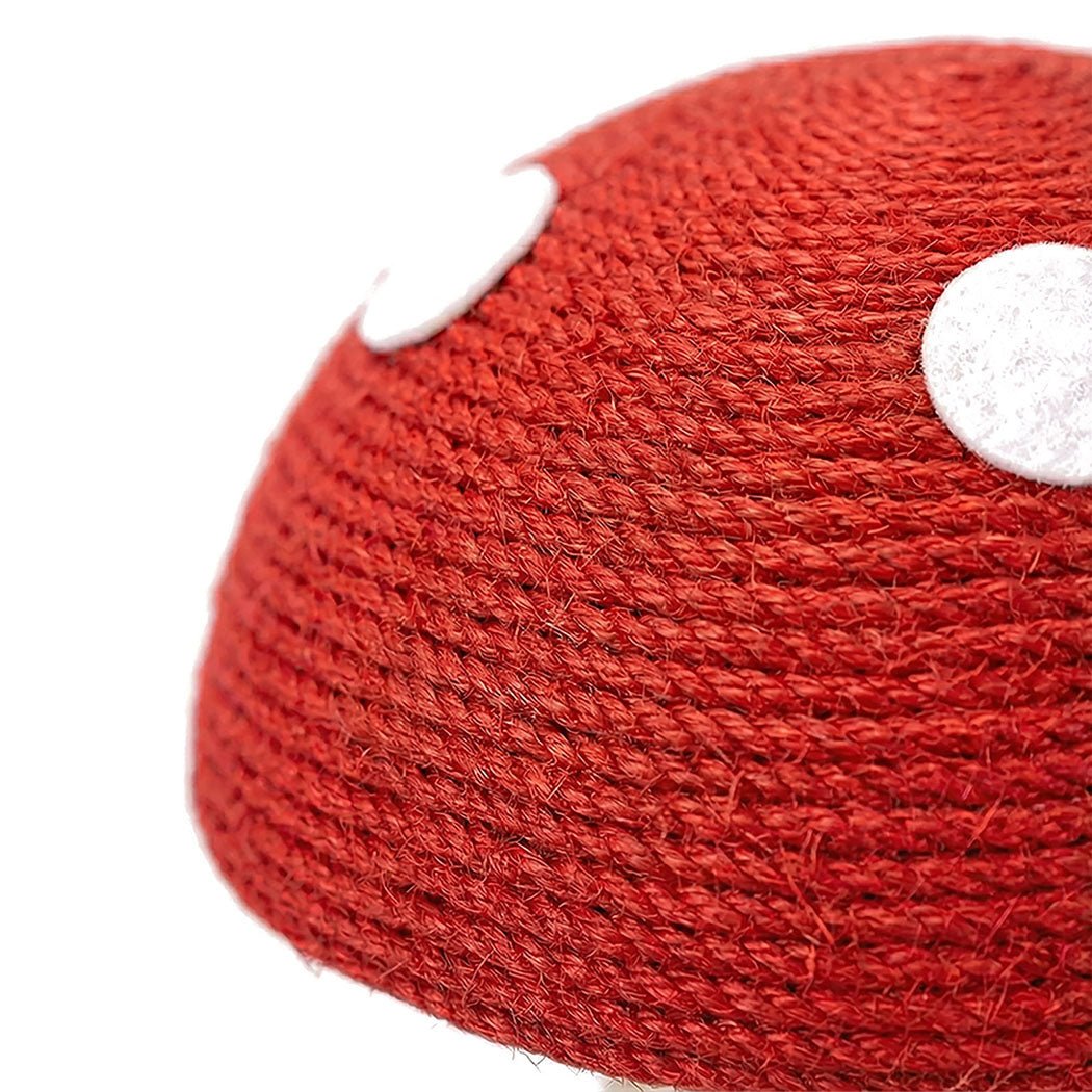 Mushroom Cat Scratching Post with Sisal Rope and Plush Ball - Red White Green - Rivercity House & Home Co. (ABN 18 642 972 209) - Affordable Modern Furniture Australia