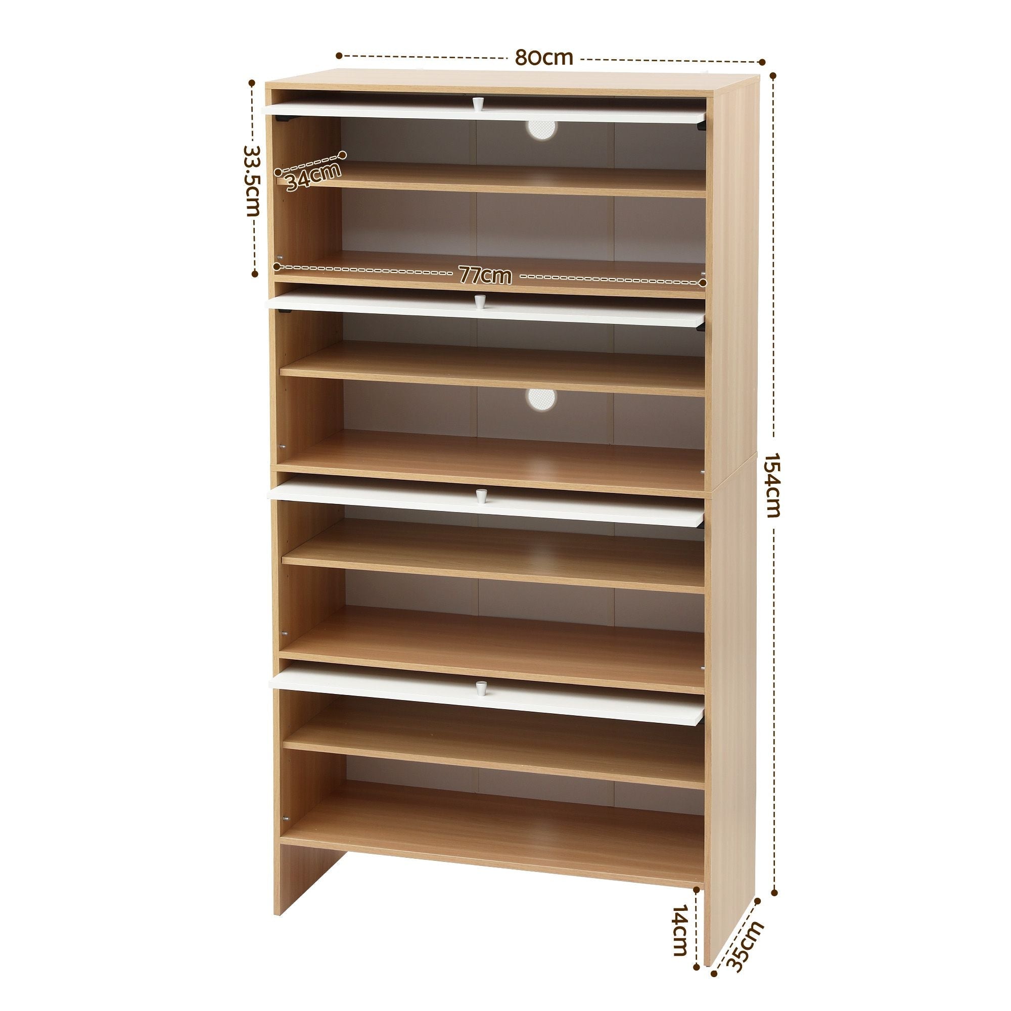 Narrow Shoe Cabinet Adjustable Shelves Flip - up Door White & Pine - Furniture > Living Room > Shoe Storage - Rivercity House & Home Co. (ABN 18 642 972 209) - Affordable Modern Furniture Australia