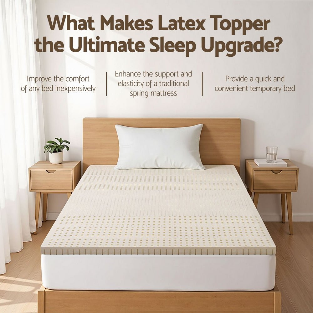 Natural Latex Mattress Topper 5cm King Single - White - Furniture > Mattresses > Mattress Toppers - Rivercity House & Home Co. (ABN 18 642 972 209) - Affordable Modern Furniture Australia