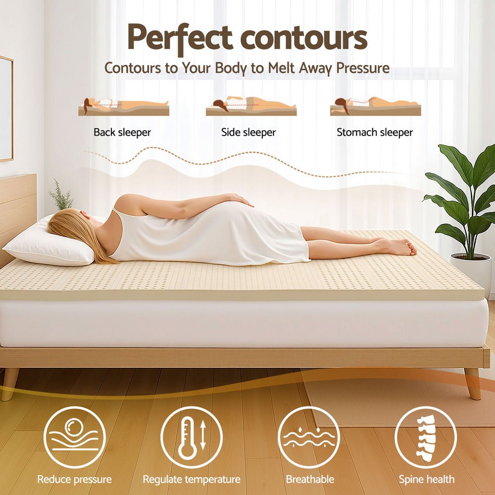 Natural Latex Mattress Topper 5cm King Single - White - Furniture > Mattresses > Mattress Toppers - Rivercity House & Home Co. (ABN 18 642 972 209) - Affordable Modern Furniture Australia