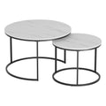 Nesting Coffee Table Set of 2 Marble Effect - White & Black