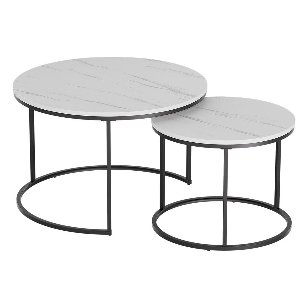 Nesting Coffee Table Set of 2 Marble Effect - White & Black - Furniture > Living Room > Coffee Tables - Rivercity House & Home Co. (ABN 18 642 972 209) - Affordable Modern Furniture Australia