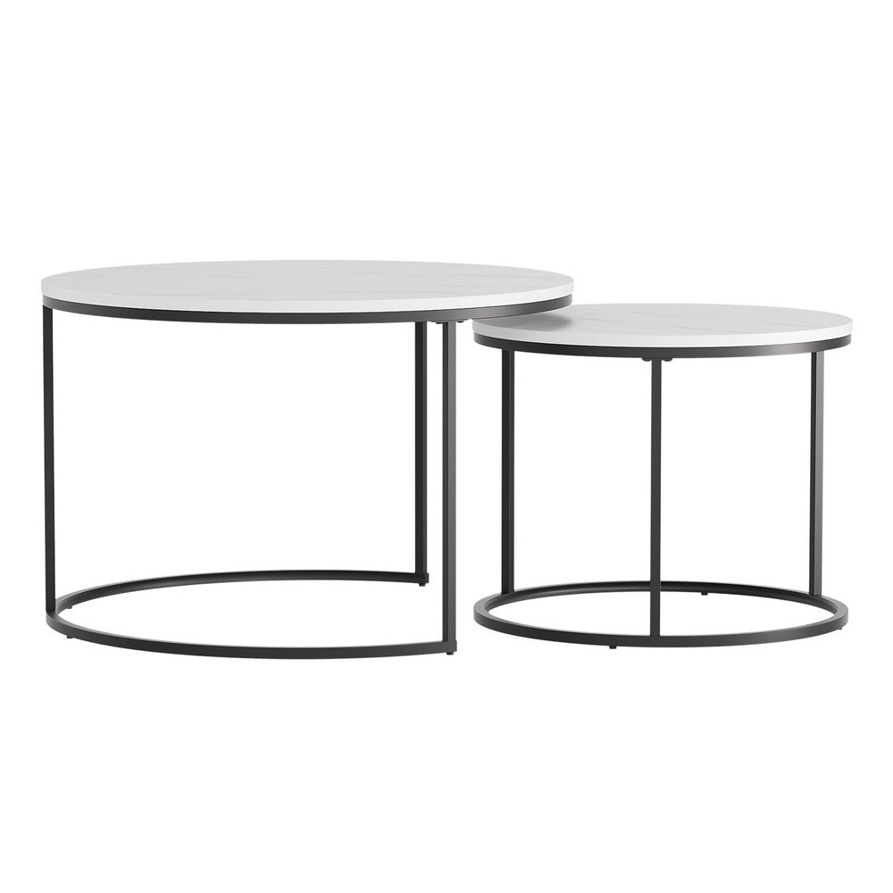Nesting Coffee Table Set of 2 Marble Effect - White & Black - Furniture > Living Room > Coffee Tables - Rivercity House & Home Co. (ABN 18 642 972 209) - Affordable Modern Furniture Australia