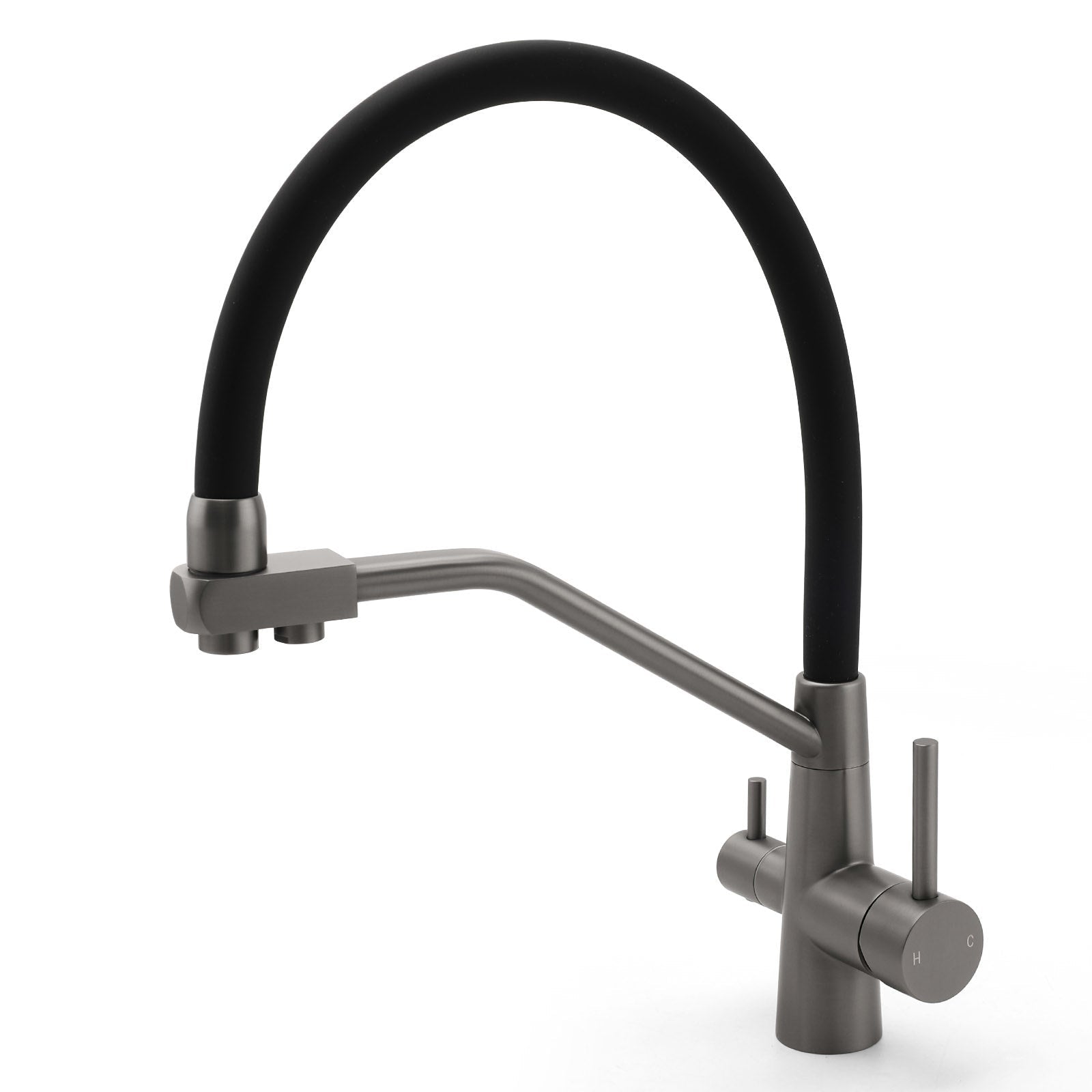 NEW Gun Metal Grey 3 - Way Drink Pure Water Kitchen Mixer Pull Out Spout Sink Tap - Furniture > Bathroom > Shower Heads & Screens - Rivercity House & Home Co. (ABN 18 642 972 209) - Affordable Modern Furniture Australia