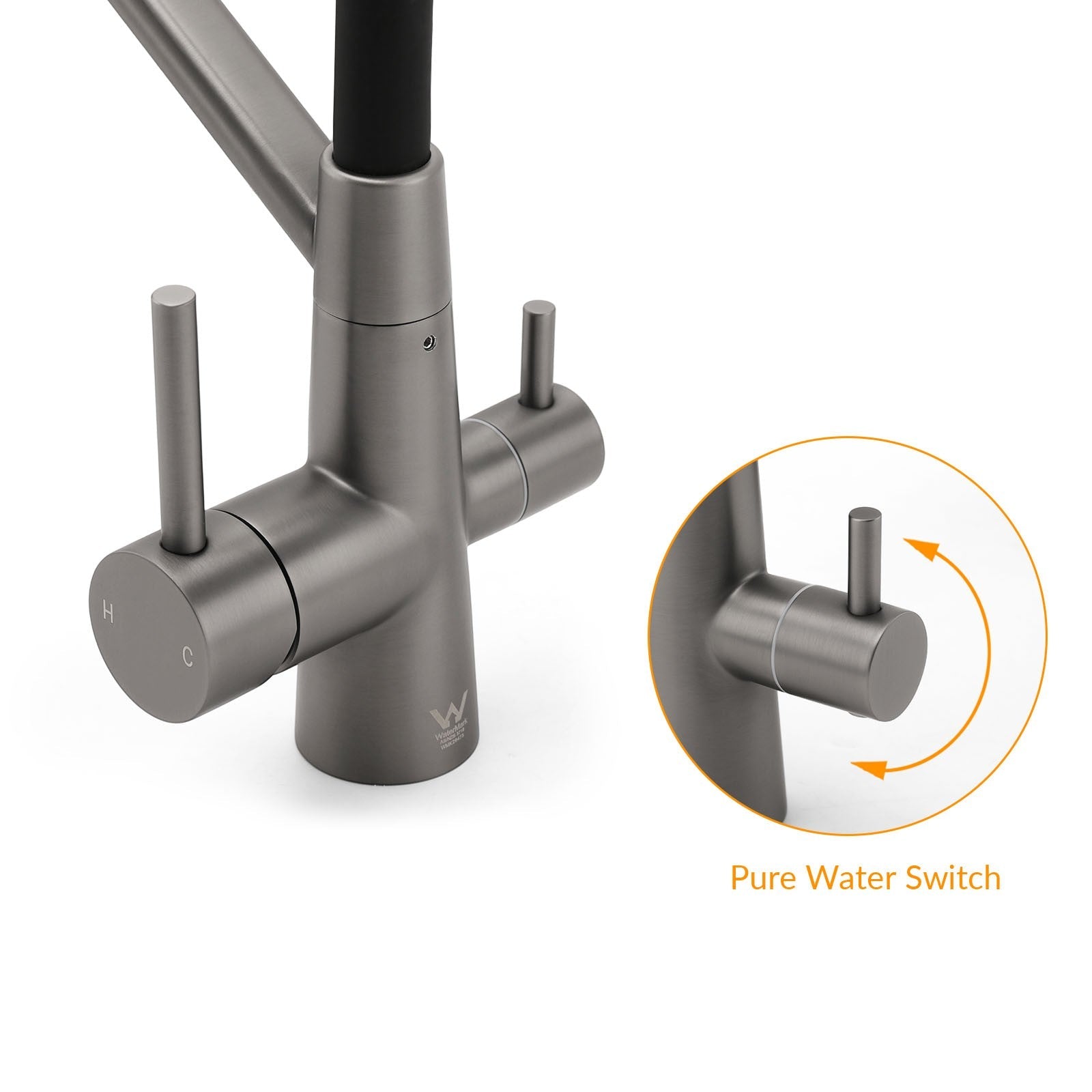 NEW Gun Metal Grey 3 - Way Drink Pure Water Kitchen Mixer Pull Out Spout Sink Tap - Furniture > Bathroom > Shower Heads & Screens - Rivercity House & Home Co. (ABN 18 642 972 209) - Affordable Modern Furniture Australia