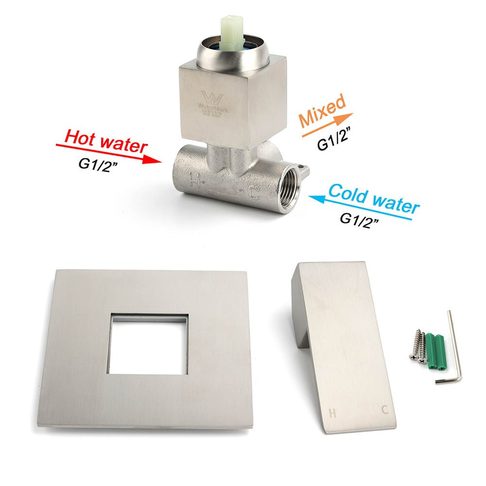 Nickel Brushed Square Lead Free Shower Hot Cold Mixer Ceramic Cartridge Spindle - Furniture > Bathroom > Shower Heads & Screens - Rivercity House & Home Co. (ABN 18 642 972 209) - Affordable Modern Furniture Australia
