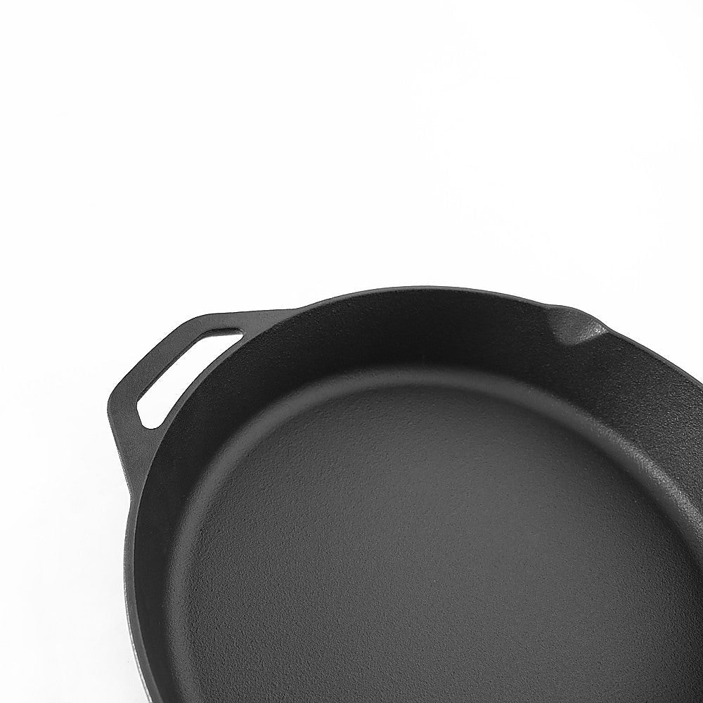 Non - stick Frying Pan Cast Iron Steak Skillet Round BBQ Grill Cookware 30cm - Home & Garden > Kitchenware > Skillets & Frying Pans - Rivercity House & Home Co. (ABN 18 642 972 209) - Affordable Modern Furniture Australia