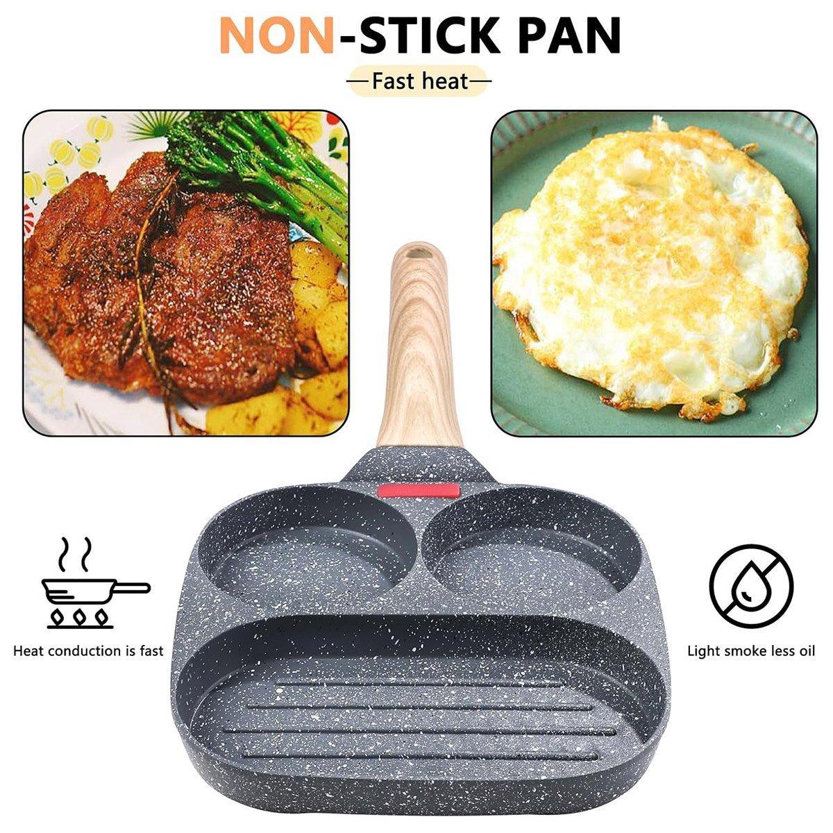 Nonstick Three in One Egg Frying Pan Skillet Breakfast Cooker for Kitchen Use - Home & Garden > Kitchenware > Skillets & Frying Pans - Rivercity House & Home Co. (ABN 18 642 972 209) - Affordable Modern Furniture Australia