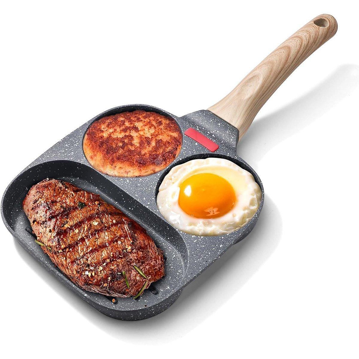 Nonstick Three in One Egg Frying Pan Skillet Breakfast Cooker for Kitchen Use - Home & Garden > Kitchenware > Skillets & Frying Pans - Rivercity House & Home Co. (ABN 18 642 972 209) - Affordable Modern Furniture Australia
