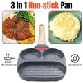 Nonstick 3-Hole Egg Frying Pan Skillet Breakfast Cooker - Black
