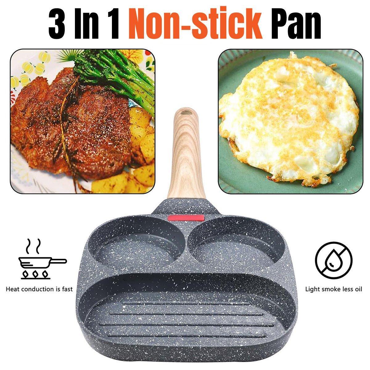 Nonstick Three in One Egg Frying Pan Skillet Breakfast Cooker for Kitchen Use - Home & Garden > Kitchenware > Skillets & Frying Pans - Rivercity House & Home Co. (ABN 18 642 972 209) - Affordable Modern Furniture Australia