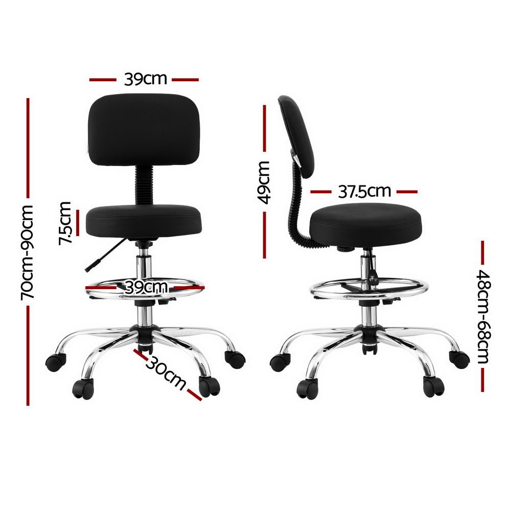 Office Chair Drafting Computer Standing Desk Chairs Ergonomic PU Black - Furniture > Office > Office & Desk Chairs - Rivercity House & Home Co. (ABN 18 642 972 209) - Affordable Modern Furniture Australia