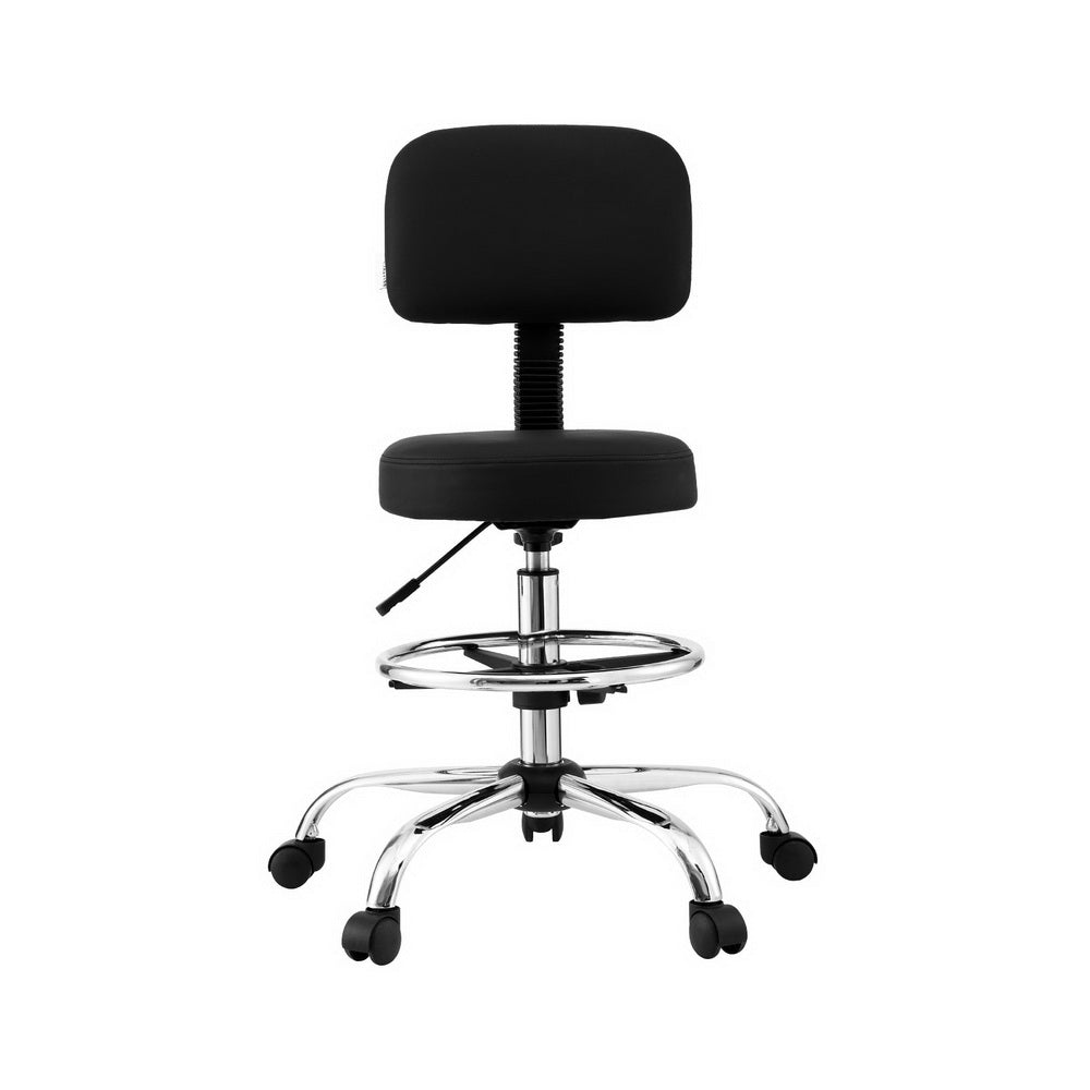Office Chair Drafting Computer Standing Desk Chairs Ergonomic PU Black - Furniture > Office > Office & Desk Chairs - Rivercity House & Home Co. (ABN 18 642 972 209) - Affordable Modern Furniture Australia