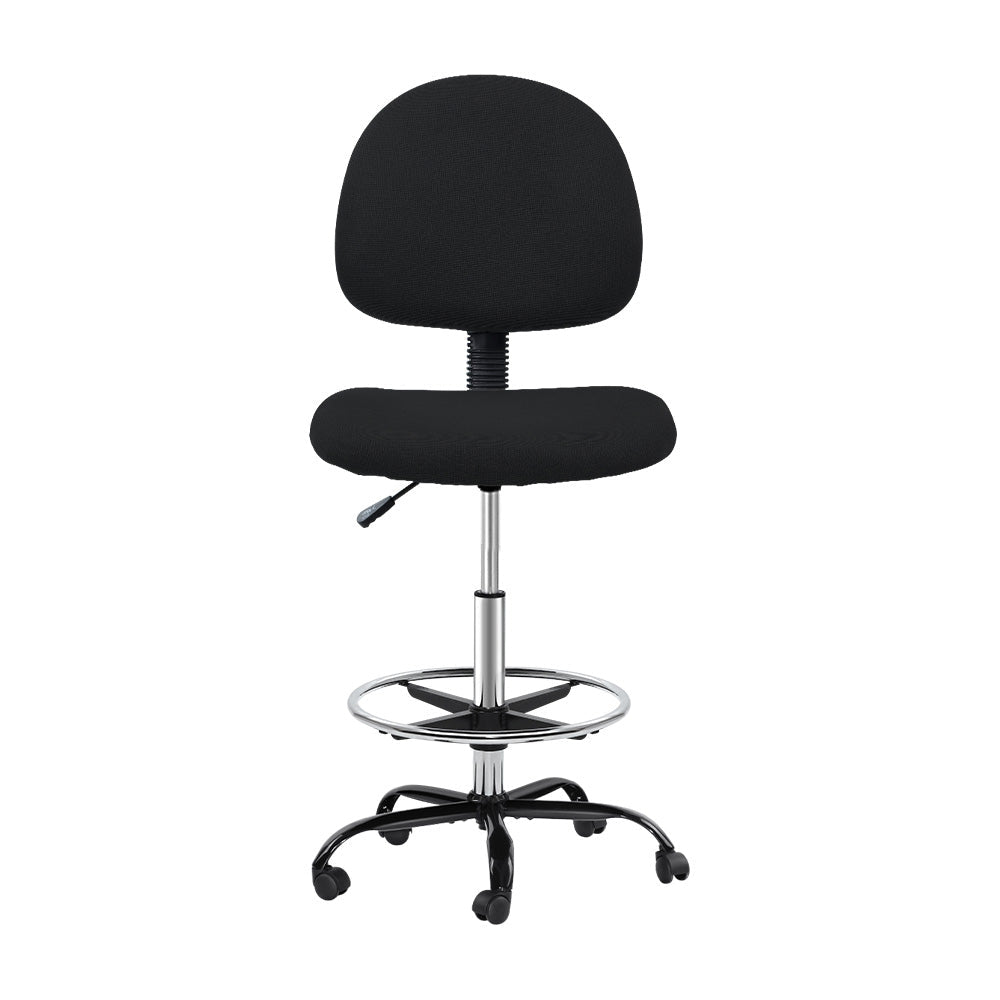 Office Chair Drafting Stool Fabric Chairs Black - Furniture > Office > Office & Desk Chairs - Rivercity House & Home Co. (ABN 18 642 972 209) - Affordable Modern Furniture Australia