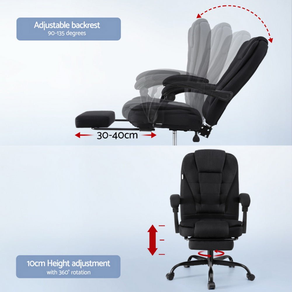 Office Chair Executive Fabric Seat Racing Computer Desk Chairs Footrest - Furniture > Office > Office & Desk Chairs - Rivercity House & Home Co. (ABN 18 642 972 209) - Affordable Modern Furniture Australia