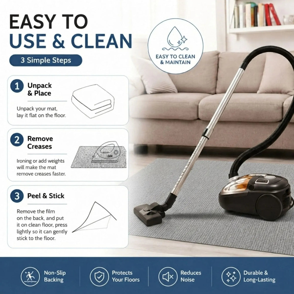 Office Chair Mat Hard Floor Protector 120x90 cm Anti-Slip - White - Home & Garden > Home Office Accessories > Desk Accessories - Rivercity House & Home Co. (ABN 18 642 972 209) - Affordable Modern Furniture Australia