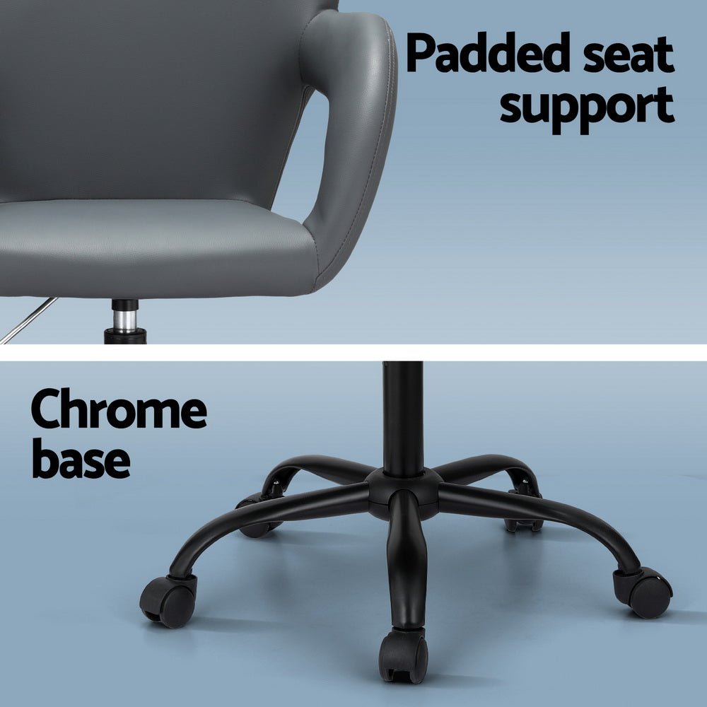 Office Chair Mid Back Grey - Furniture > Bar Stools & Chairs - Rivercity House & Home Co. (ABN 18 642 972 209) - Affordable Modern Furniture Australia