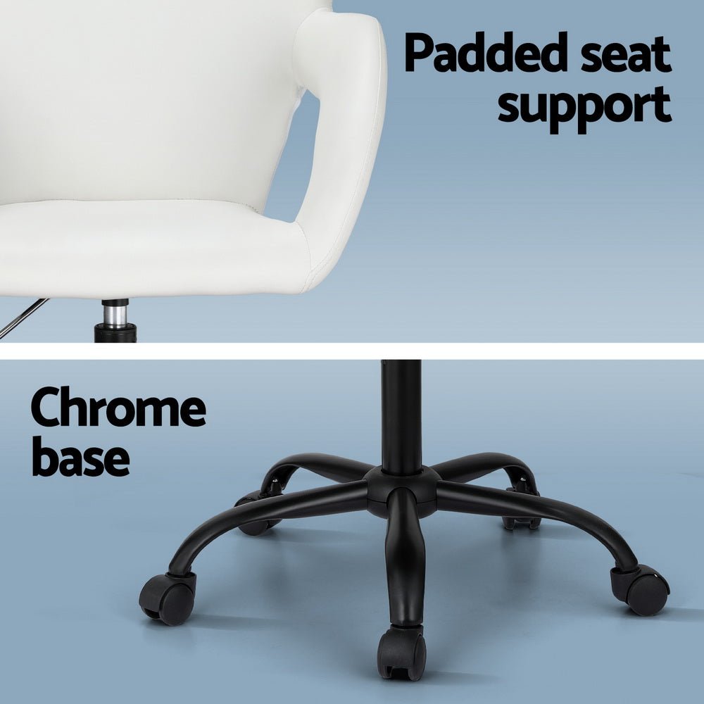 Office Chair Mid Back White - Furniture > Bar Stools & Chairs - Rivercity House & Home Co. (ABN 18 642 972 209) - Affordable Modern Furniture Australia