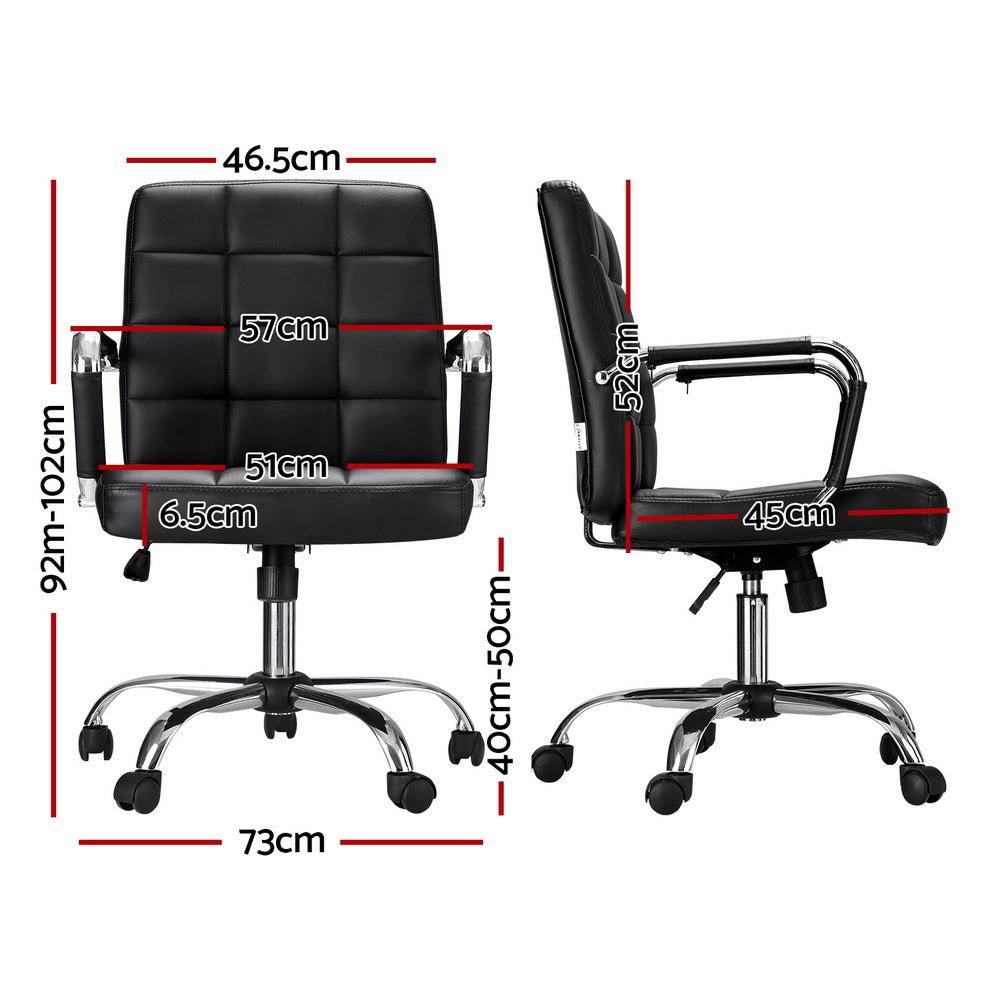 Office Chair PU Leather Mid Back Black - Furniture > Office > Office & Desk Chairs - Rivercity House & Home Co. (ABN 18 642 972 209) - Affordable Modern Furniture Australia