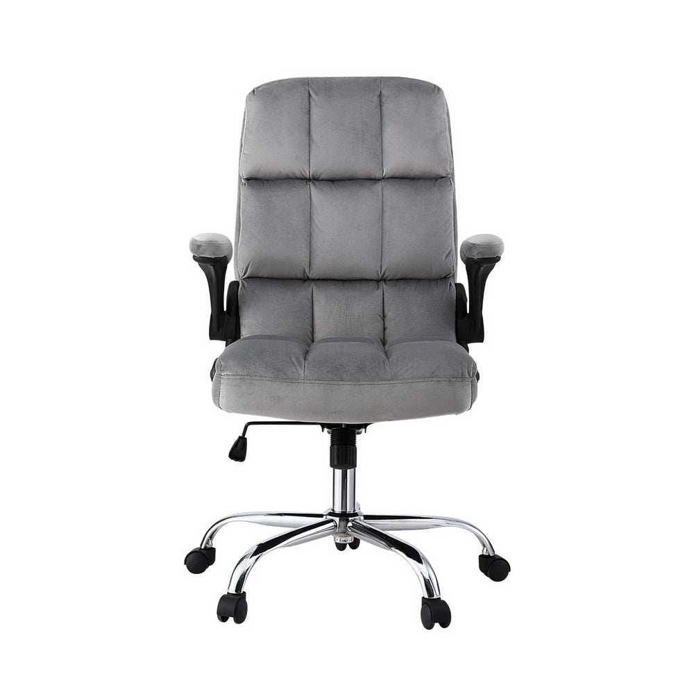 Office Chair Velvet Seat Racing Gaming Computer Desk Chairs Armrest Grey - Furniture > Office > Office & Desk Chairs - Rivercity House & Home Co. (ABN 18 642 972 209) - Affordable Modern Furniture Australia